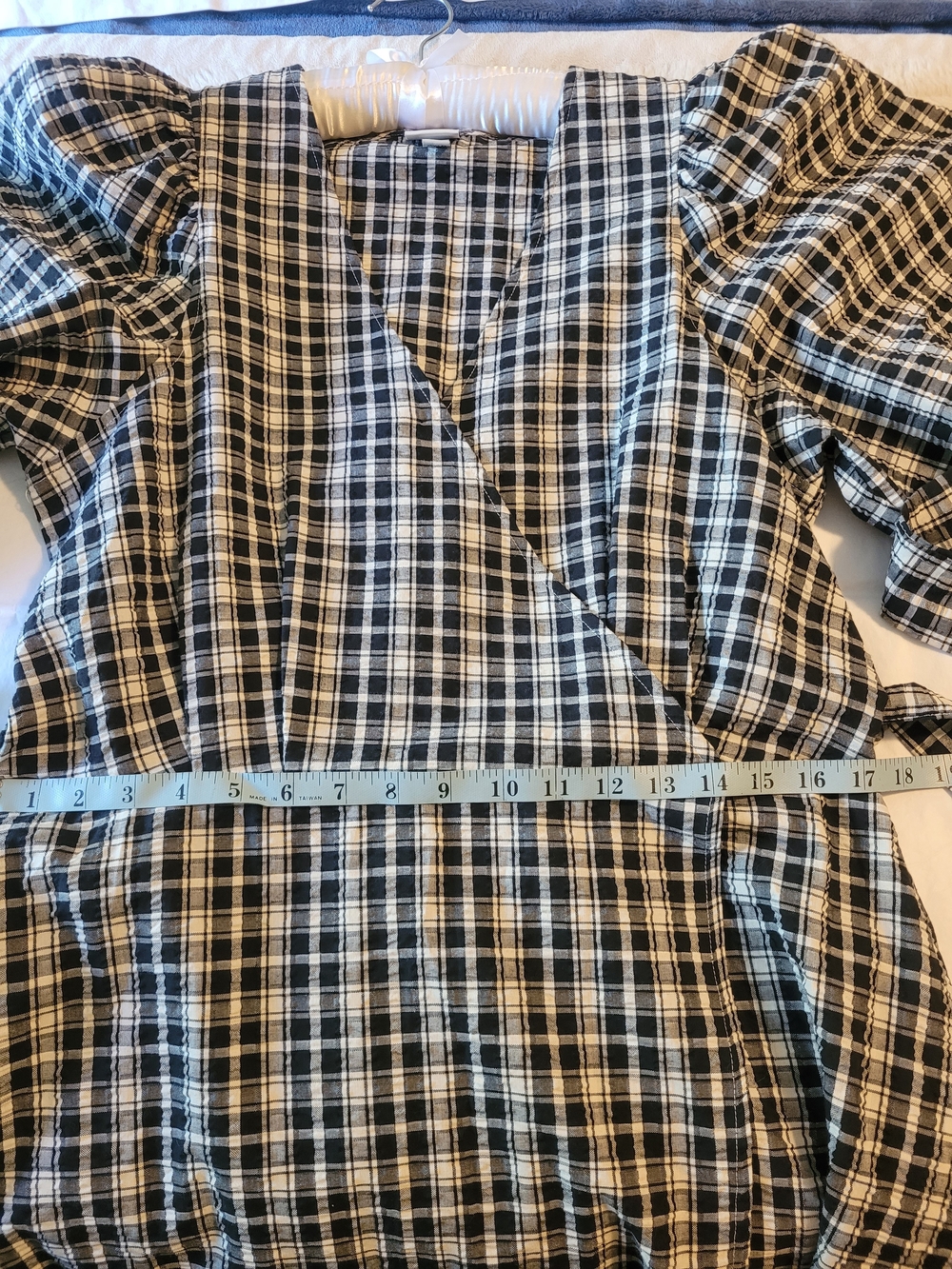 A New Day Black and Cream Plaid Wrap Midi Dress - Picture 10 of 14